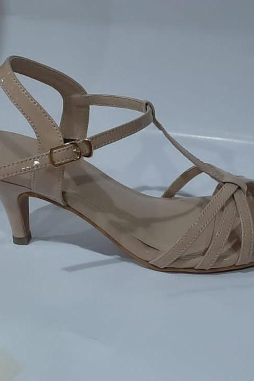 Shine Leather Heels Skin Color