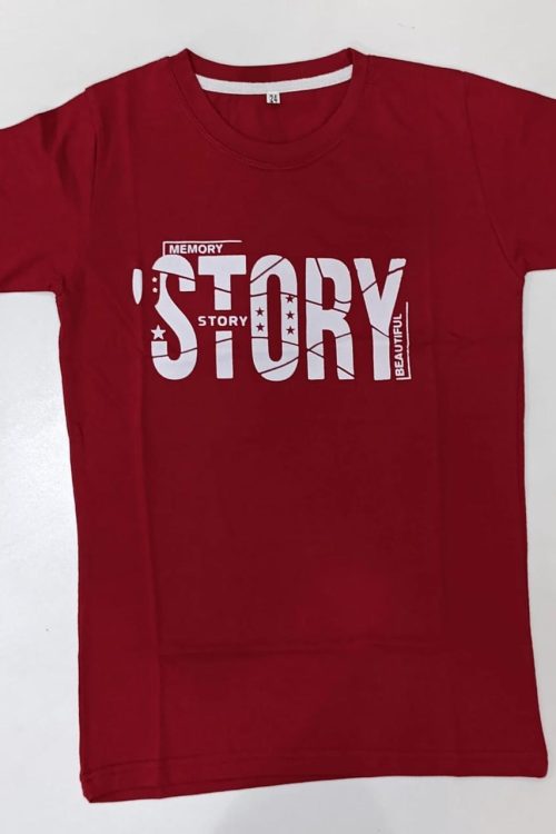 Children Half-Sleeve Dark Red T-Shirt